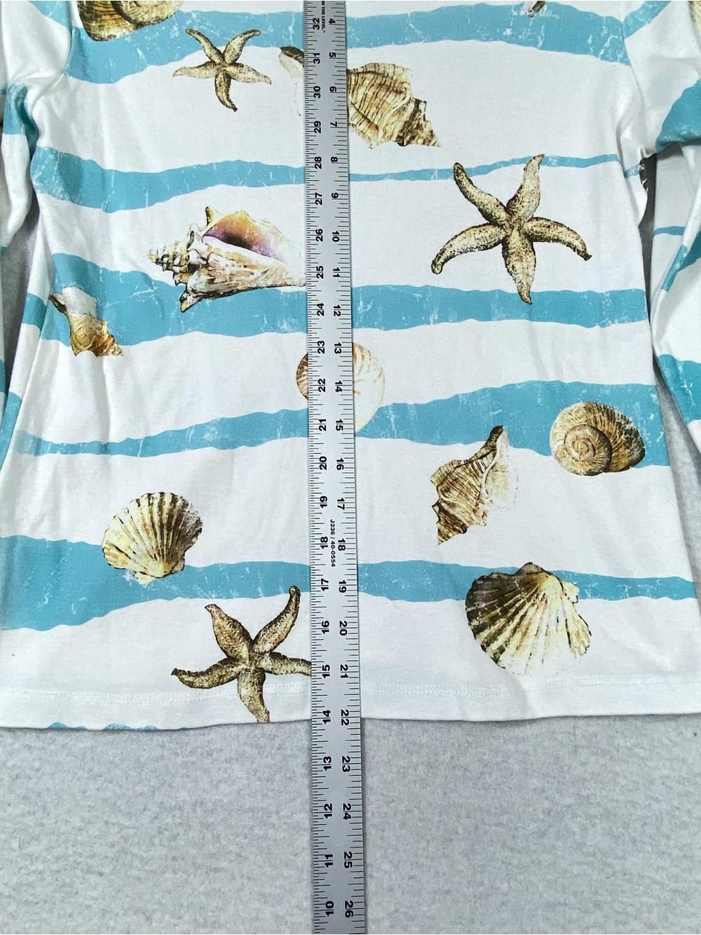 Cactus Nautical Striped Beach Top Women M Seashells Starfish Conch V-Neck Bling - Picture 11 of 11